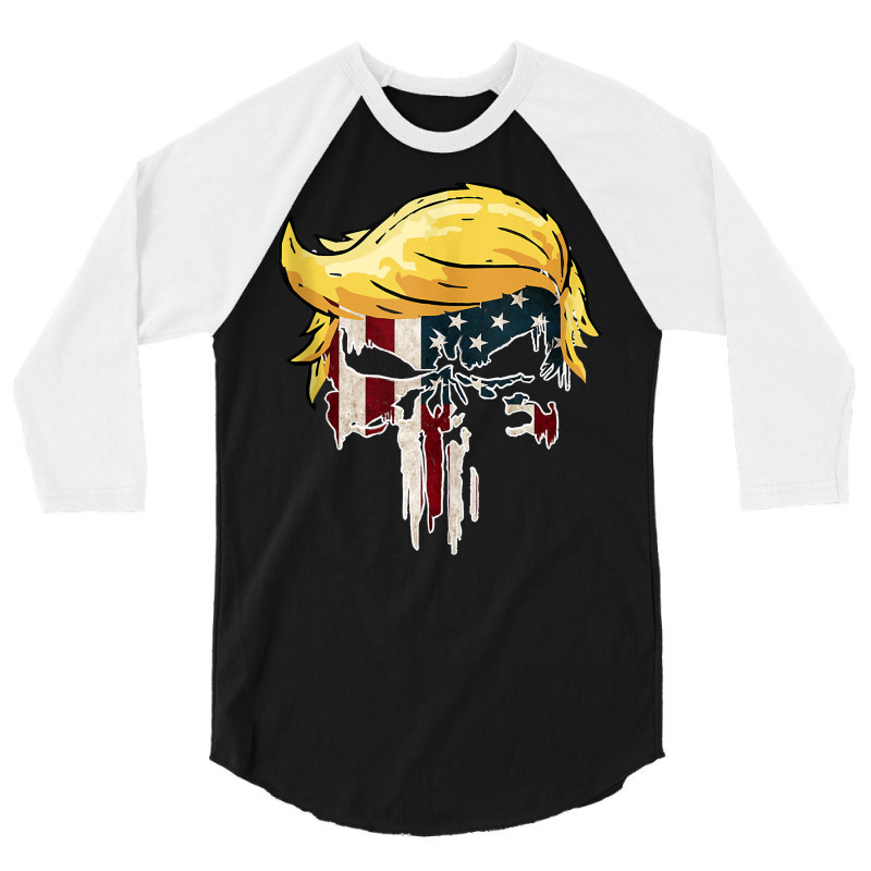 Trump American Flag Skull 2020 Second Term Reelection Tank Top 3/4 Sleeve Shirt | Artistshot