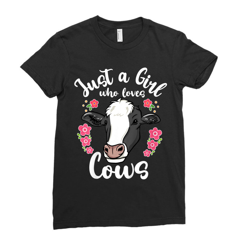 Kids Cow Just A Girl Who Loves Cows Cow Lovers Ladies Fitted T-Shirt by Juan-Design | Artistshot