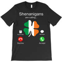 Funny Shenanigans Are Calling St Patricks Day Irish Clover Sweatshirt T-shirt | Artistshot
