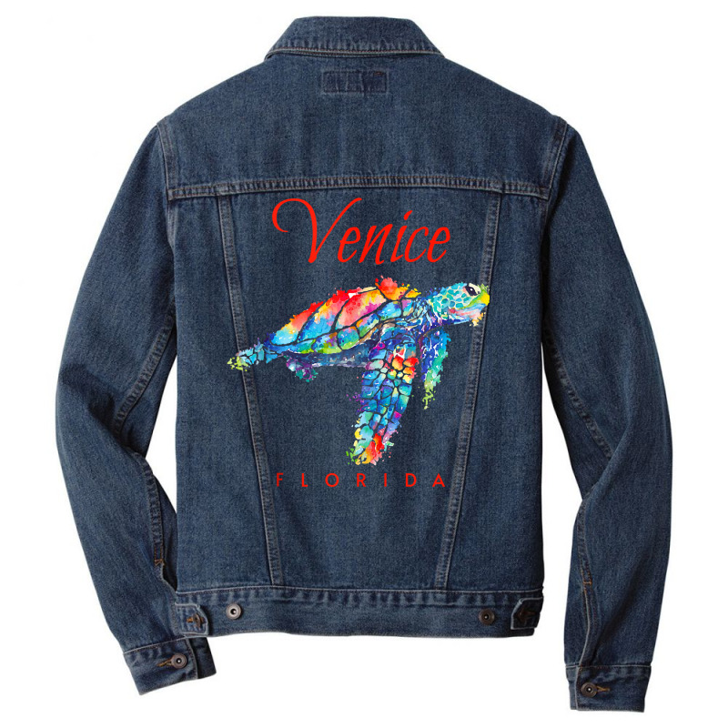 Venice Florida Watercolor Sea Turtle Tank Top Men Denim Jacket | Artistshot