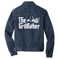 The Grillfather Funny Cool Bbq Grill Chef T Shirt Men Denim Jacket | Artistshot