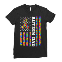 Autism Awareness Proud Autism Dad Vintage Usa Flag Gift Men Ladies Fitted T-shirt | Artistshot