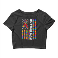 Autism Awareness Proud Autism Dad Vintage Usa Flag Gift Men Crop Top | Artistshot