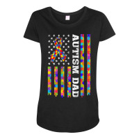 Autism Awareness Proud Autism Dad Vintage Usa Flag Gift Men Maternity Scoop Neck T-shirt | Artistshot