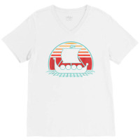 Viking Ship Retro Vintage 80s Style Gift T Shirt V-neck Tee | Artistshot