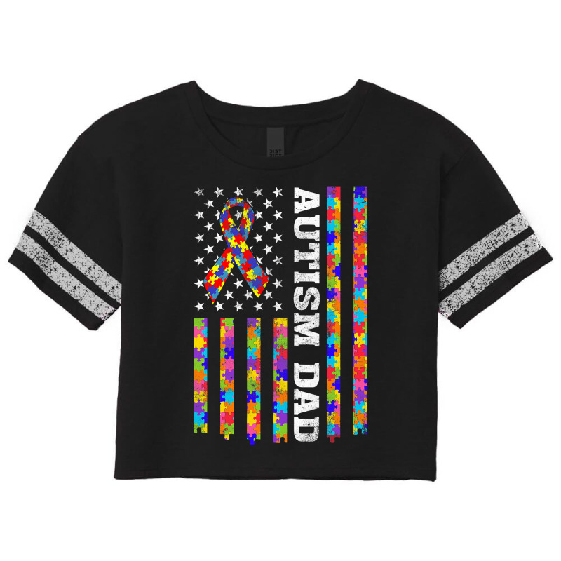 Autism Awareness Proud Autism Dad Vintage Usa Flag Gift Men Scorecard Crop Tee by EricWade | Artistshot