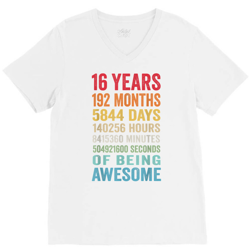 Vintage 16th Birthday Shirt Gifts 16 Years Old Being Awesome T Shirt V-neck Tee | Artistshot