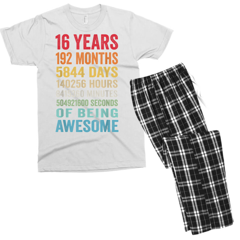 Vintage 16th Birthday Shirt Gifts 16 Years Old Being Awesome T Shirt Men's T-shirt Pajama Set | Artistshot