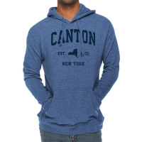 Canton New York Ny Vintage Athletic Navy Sports Design Long Sleeve T S Lightweight Hoodie | Artistshot