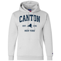 Canton New York Ny Vintage Athletic Navy Sports Design Long Sleeve T S Champion Hoodie | Artistshot