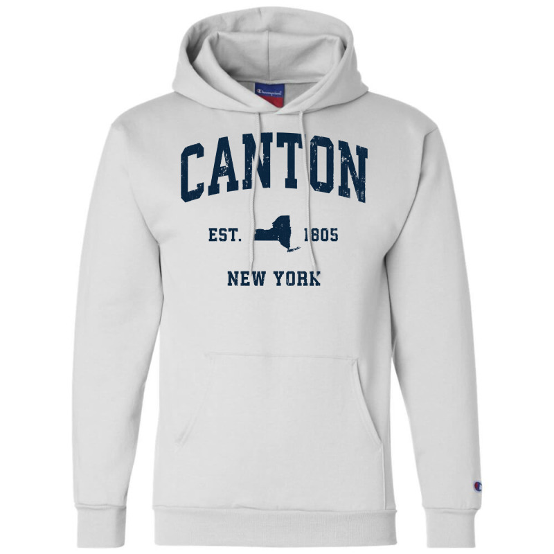 Canton New York Ny Vintage Athletic Navy Sports Design Long Sleeve T S Champion Hoodie | Artistshot