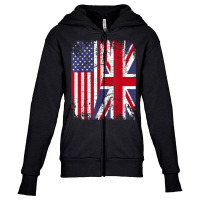 British Roots  Half American Flag  Britain Uk T Shirt Youth Zipper Hoodie | Artistshot