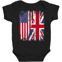 British Roots  Half American Flag  Britain Uk T Shirt Baby Bodysuit | Artistshot