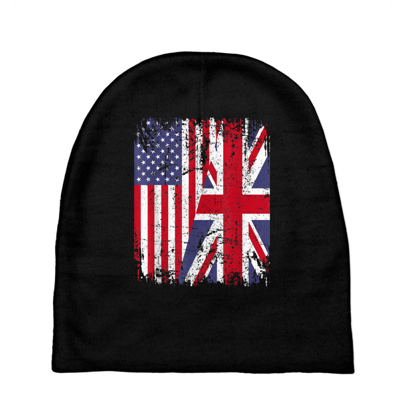 British Roots  Half American Flag  Britain Uk T Shirt Baby Beanies | Artistshot