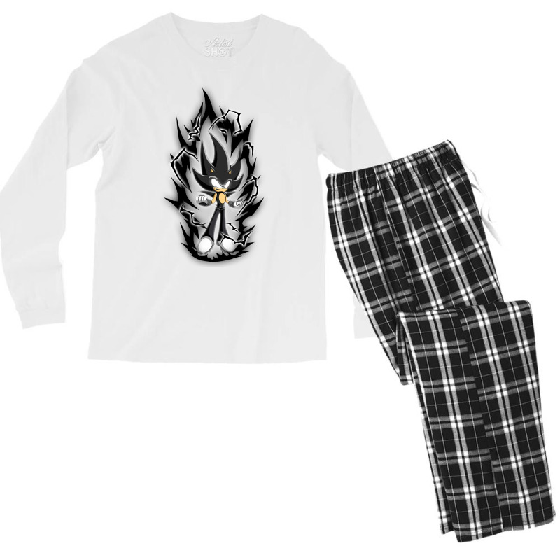 Super Black Hedgehog Over Opower Men's Long Sleeve Pajama Set | Artistshot