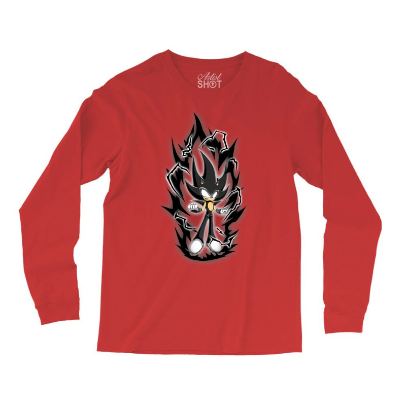 Super Black Hedgehog Over Opower Long Sleeve Shirts | Artistshot