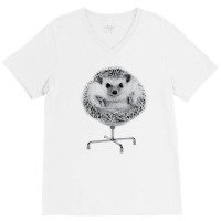 Funny Hedgehog In An Office Chair Ready For Work Fat Animal T Shirt V-neck Tee | Artistshot