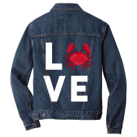 I Love Crabs Cute Crab Lover Crustacean Seafood Crab Men Denim Jacket | Artistshot