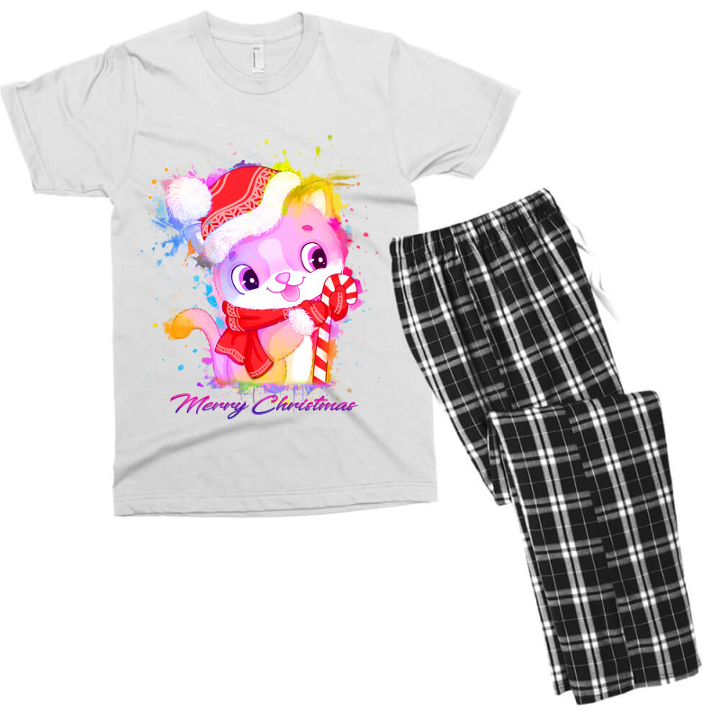 Merry Christmas Cat Men's T-shirt Pajama Set | Artistshot