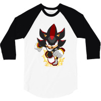 Black Super Hedgehog Running Forward 3/4 Sleeve Shirt | Artistshot