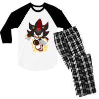 Black Super Hedgehog Running Forward Men's 3/4 Sleeve Pajama Set | Artistshot