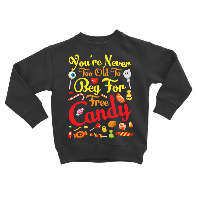 Trick Or Treat Halloween T  Shirt You're Never Too Old To Beg For Free Toddler Sweatshirt | Artistshot