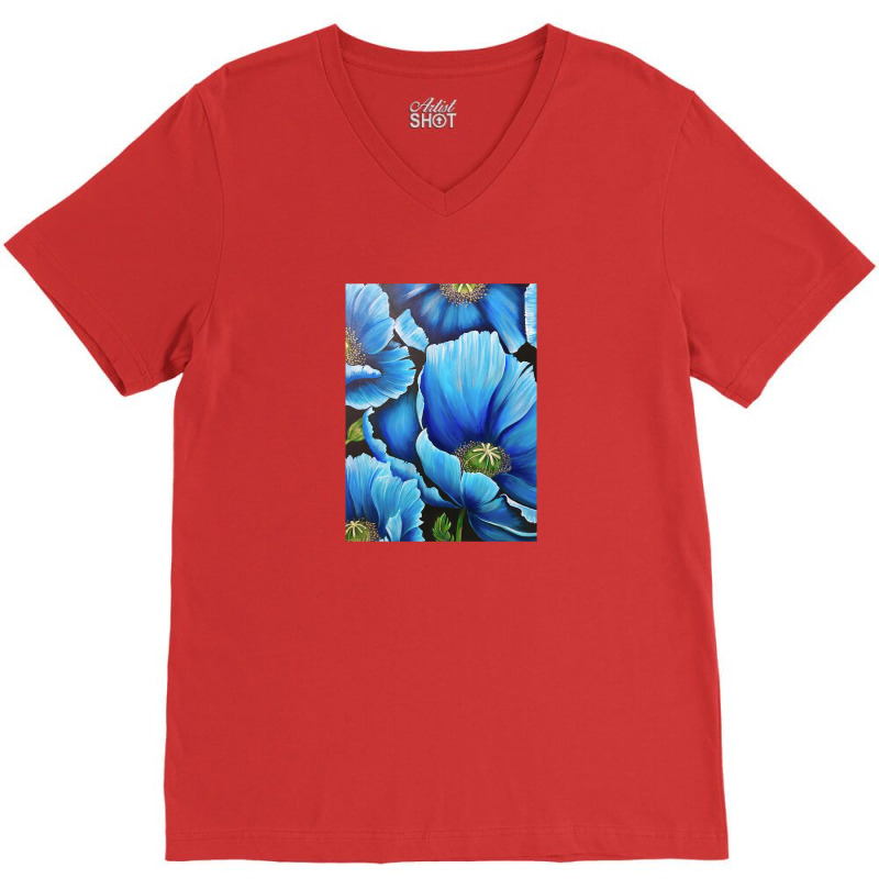 Blue Poppies V-neck Tee | Artistshot