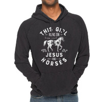 This Girl Runs On Jesus And Horses Horse Riding Equestrian Vintage Hoodie | Artistshot