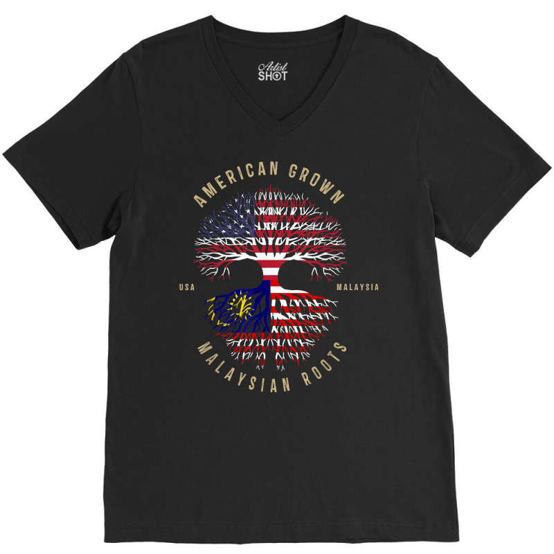 American Grown Malaysian Roots Vintage Usa & Malaysia T Shirt V-Neck Tee by woestebjparmal | Artistshot