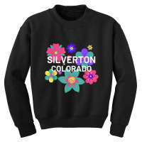 Floral Overlay Silverton Colorado Souvenir Flowers Youth Sweatshirt | Artistshot