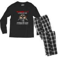 Blessed Aunt Who Is Woman A Child Warrior Of Christ Faith Men's Long Sleeve Pajama Set | Artistshot