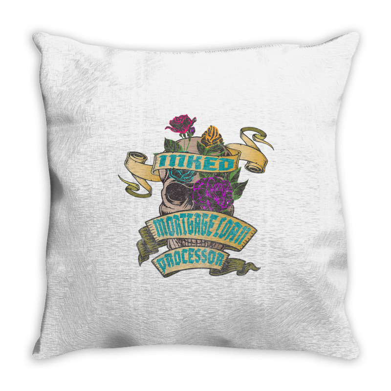 Mortgage Loan Processor Inked Skull Tattoo Backside Design T Shirt Throw Pillow | Artistshot