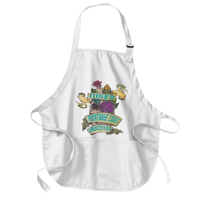 Mortgage Loan Processor Inked Skull Tattoo Backside Design T Shirt Medium-length Apron | Artistshot