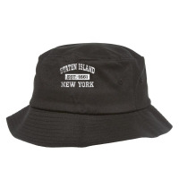 Staten Island New York T Est. 1661 Distressed Bucket Hat | Artistshot