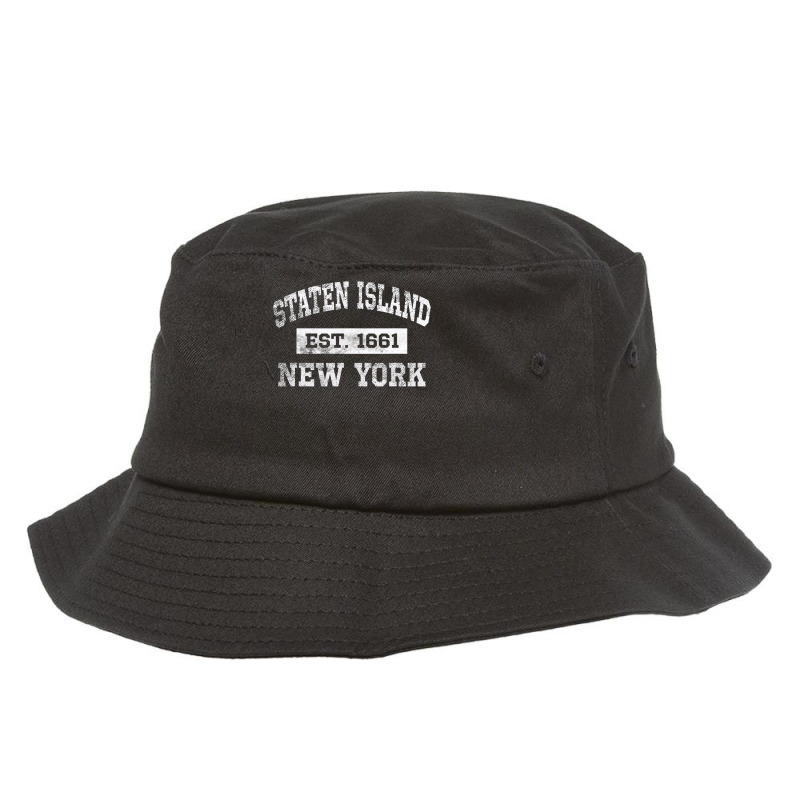 Staten Island New York T Est. 1661 Distressed Bucket Hat by trokeryth | Artistshot