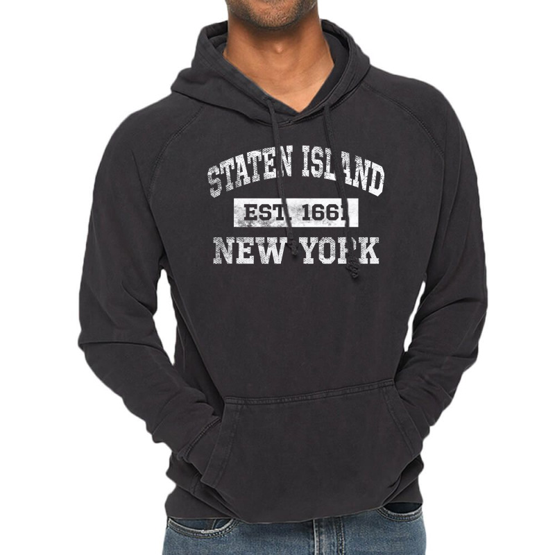 Staten Island New York T Est. 1661 Distressed Vintage Hoodie by trokeryth | Artistshot