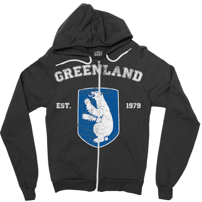 Vintage Coat Of Arms Greenland Zipper Hoodie | Artistshot