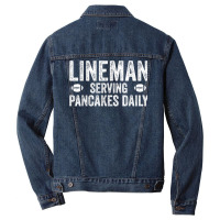 Football Lineman Shirt   Serving Pancakes Daily Men Denim Jacket | Artistshot