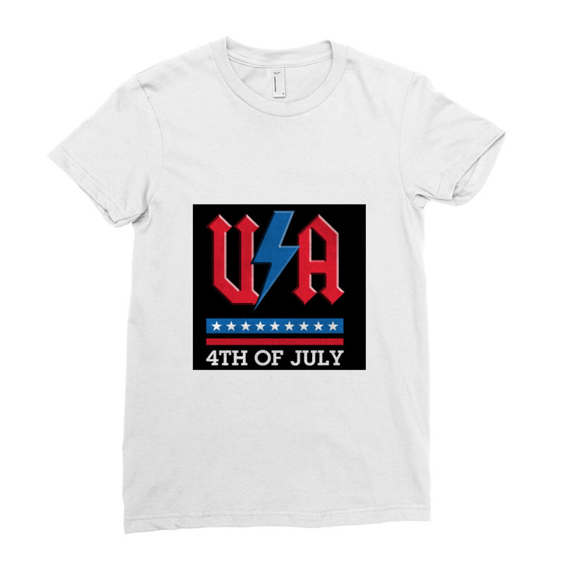 4th Of July Usa Rock N Roll Thunder Lightning Style   Usa Ladies Fitted T-Shirt by loomcnultys | Artistshot