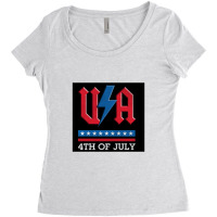 4th Of July Usa Rock N Roll Thunder Lightning Style   Usa Women's Triblend Scoop T-shirt | Artistshot