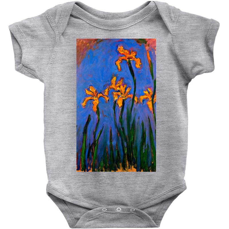 Monet   Yellow Irises Baby Bodysuit by Jennacea | Artistshot