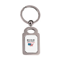 Build The Wall Trump 2020 T Shirt Silver Rectangle Keychain | Artistshot