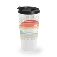 Vintage Life Is Better On A Boat Captain Boating Pontoon Travel Mug | Artistshot