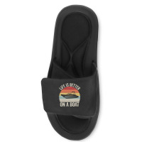 Vintage Life Is Better On A Boat Captain Boating Pontoon Slide Sandal | Artistshot