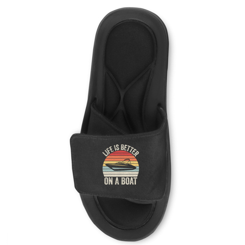 Vintage Life Is Better On A Boat Captain Boating Pontoon Slide Sandal | Artistshot