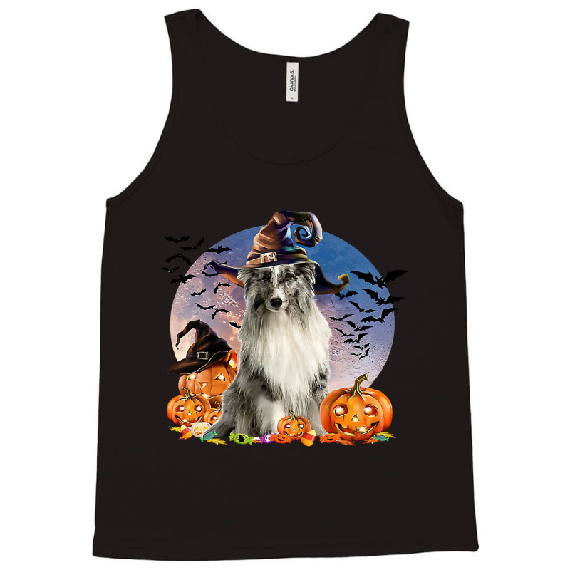 Dog Halloween Shetland Sheepdog Jack O Lantern Pumpkin Moon 57 Tank Top | Artistshot