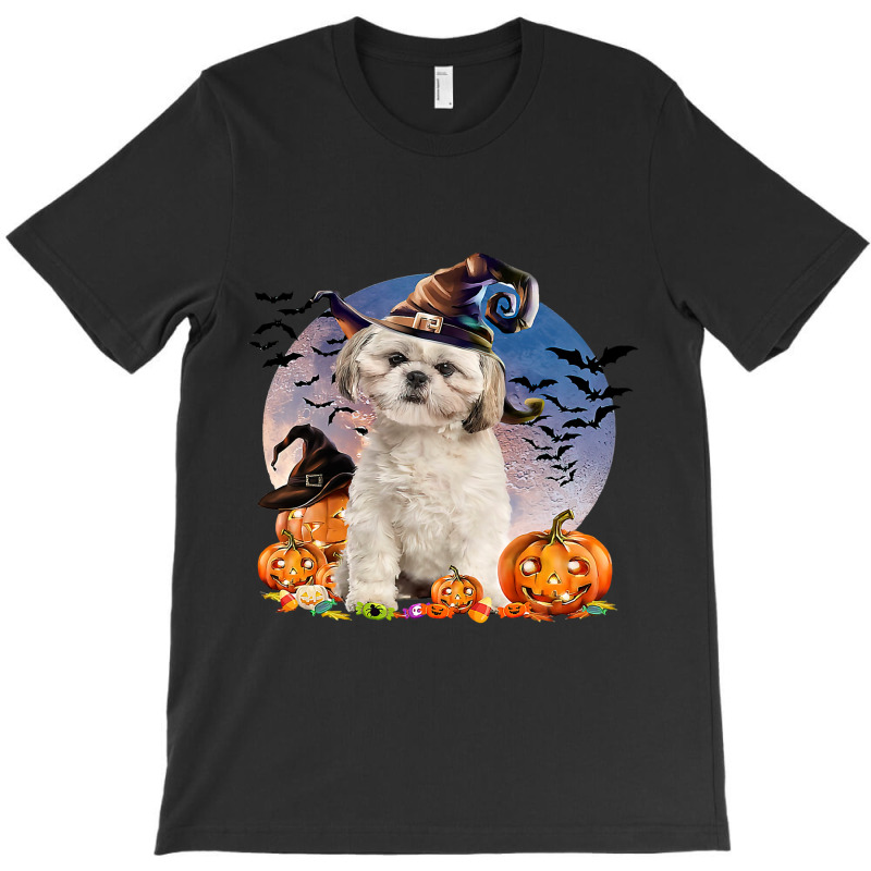 Dog Halloween Shih Tzu Jack O Lantern Pumpkin Moon 52 T-shirt | Artistshot