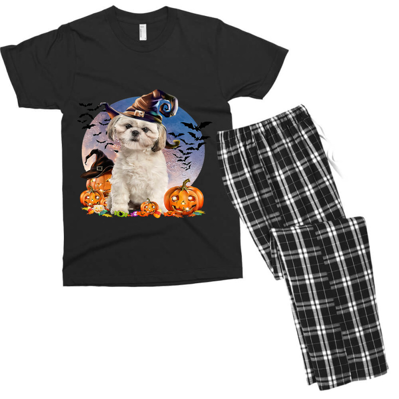 Dog Halloween Shih Tzu Jack O Lantern Pumpkin Moon 52 Men's T-shirt Pajama Set | Artistshot