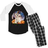 Dog Halloween Shih Tzu Jack O Lantern Pumpkin Moon 52 Men's 3/4 Sleeve Pajama Set | Artistshot