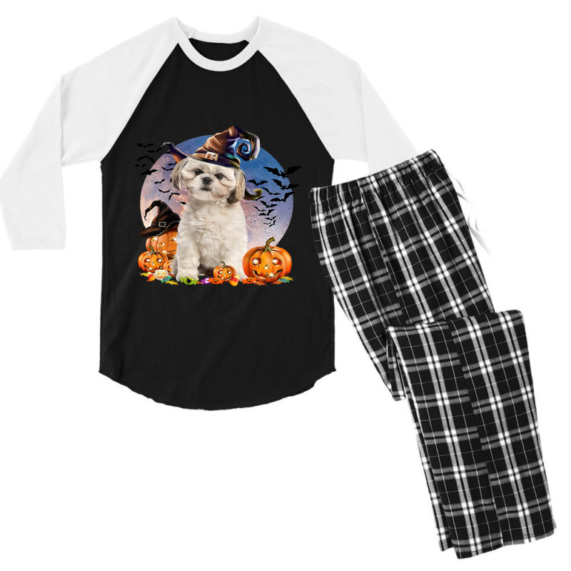 Dog Halloween Shih Tzu Jack O Lantern Pumpkin Moon 52 Men's 3/4 Sleeve Pajama Set | Artistshot